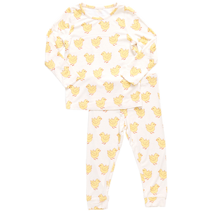 Pink Chicken Bamboo Pajama Set in Chicks