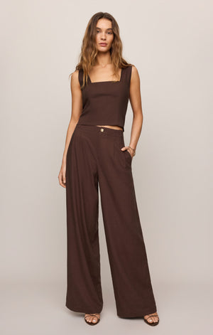 Z Supply Magnolia Linen Pant in Chocolate Cherry