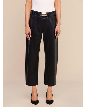 L'Agence Mallis High Rise Bow-Leg Jean in Noir Coated