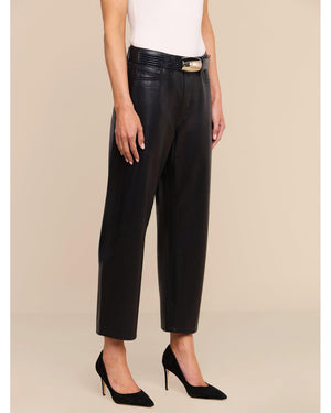 L'Agence Mallis High Rise Bow-Leg Jean in Noir Coated