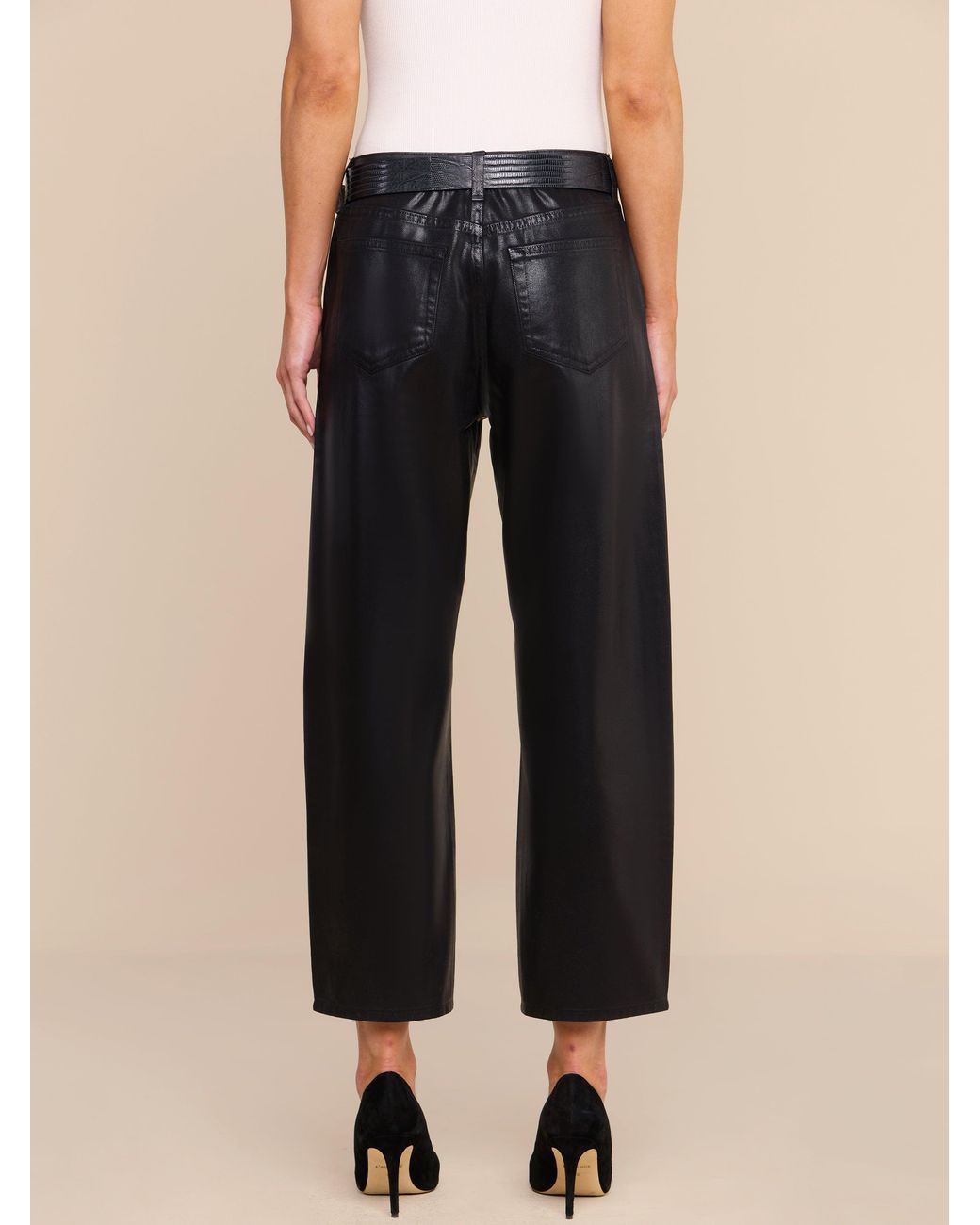L'Agence Mallis High Rise Bow-Leg Jean in Noir Coated
