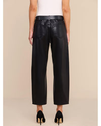 L'Agence Mallis High Rise Bow-Leg Jean in Noir Coated