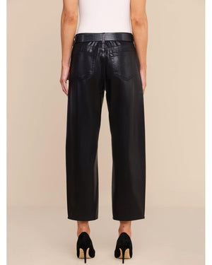 L'Agence Mallis High Rise Bow-Leg Jean in Noir Coated
