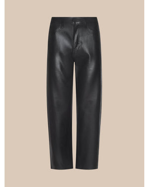 L'Agence Mallis High Rise Bow-Leg Jean in Noir Coated