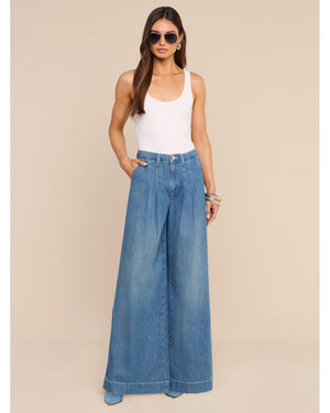 L'Agence Jayani High Rise Pleated Wide Leg Pant in Saratoga