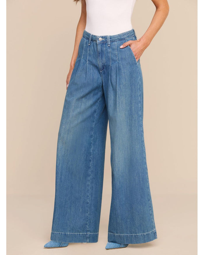 L'Agence Jayani High Rise Pleated Wide Leg Pant in Saratoga