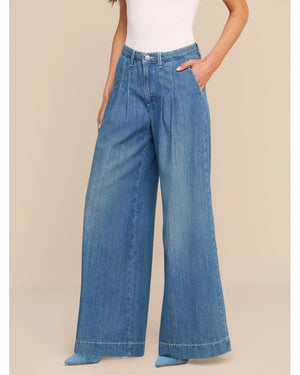 L'Agence Jayani High Rise Pleated Wide Leg Pant in Saratoga