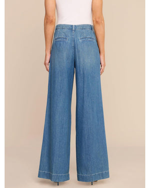 L'Agence Jayani High Rise Pleated Wide Leg Pant in Saratoga