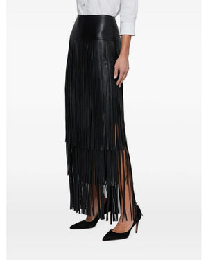 L'Agence Karoline Maxi Fringe Skirt in Black