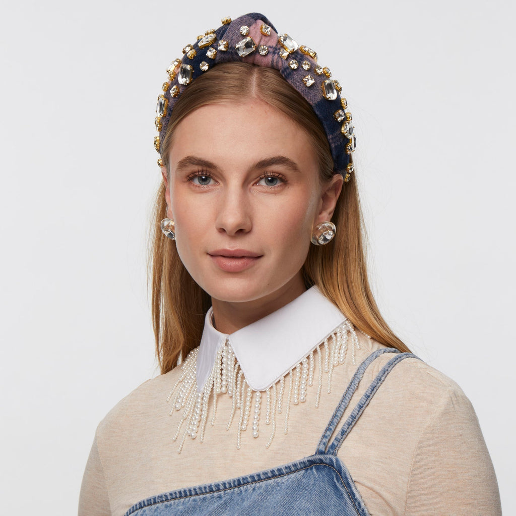 Lele Sadoughi Cotton Candy Rectangle Crystal Plaid Headband