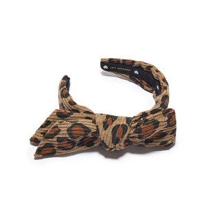 Lele Sadoughi Kids Khaki Leopard Corduroy Holly Headband