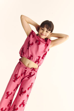 Dear Sophie Hot Pink Lobster Crop Tank