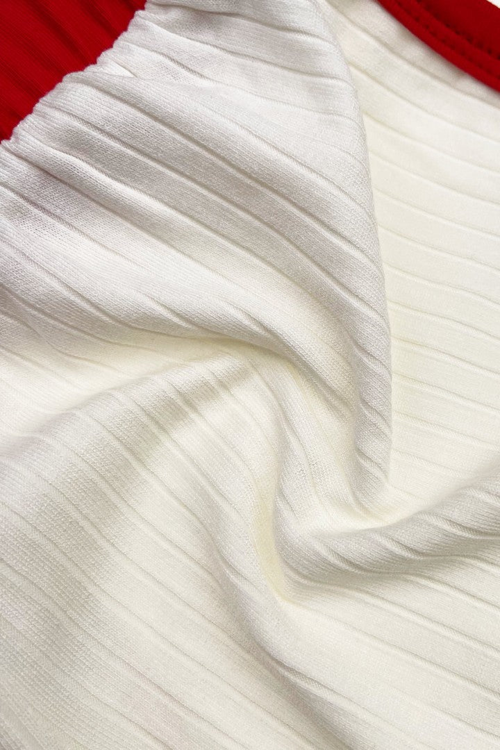 Dear Sophie Ribbed White and Lobster Red Shorts
