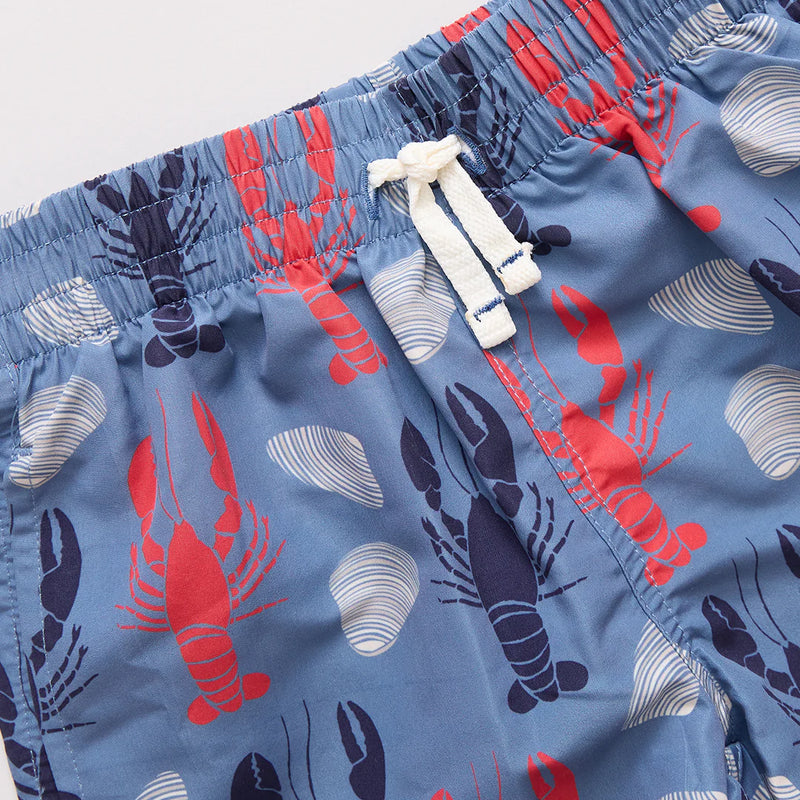 Pink Chicken Boy's Swim Trunk in Lobster & Clams