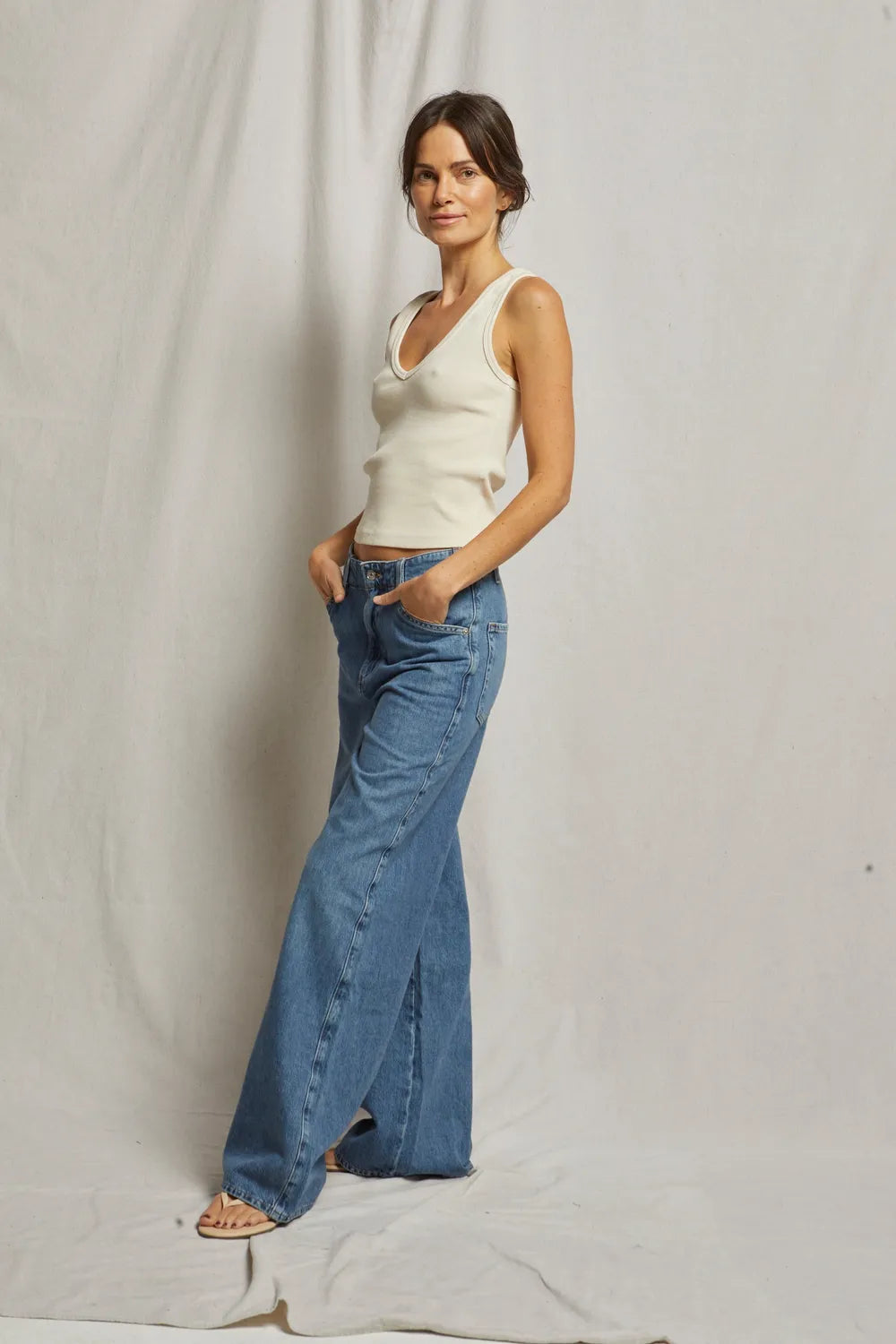 perfectwhitetee Maria V-Neck Rib Tank - Multiple Colors!