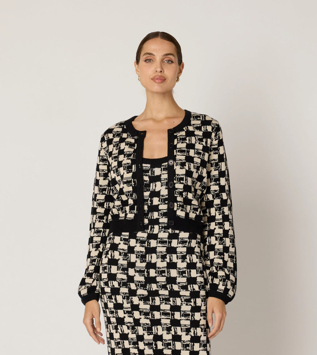 Cleobella Marybeth Sweater Cardigan in Biarritz Black/Ivory