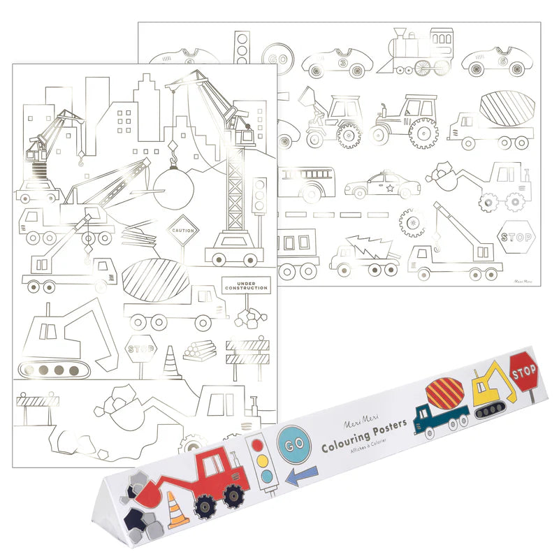 Meri Meri Construction Coloring Posters