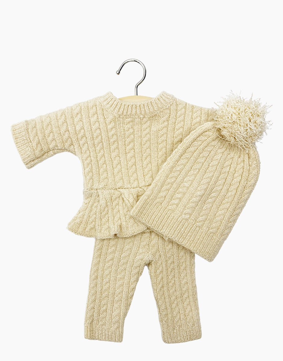 Minikane Lina Cable Knit Set in Ecru for Dolls