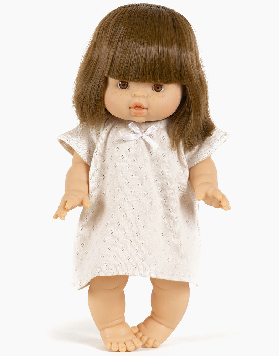 Minikane Mary Cotton Pointelle Nightgown in Linen for Dolls