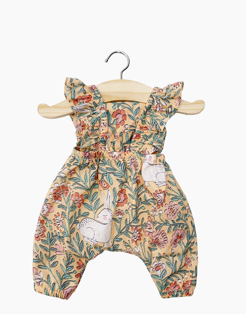 Minikane Lou Ruffle Jumpsuit in 13.5" Dolls in Bunny Floral Print