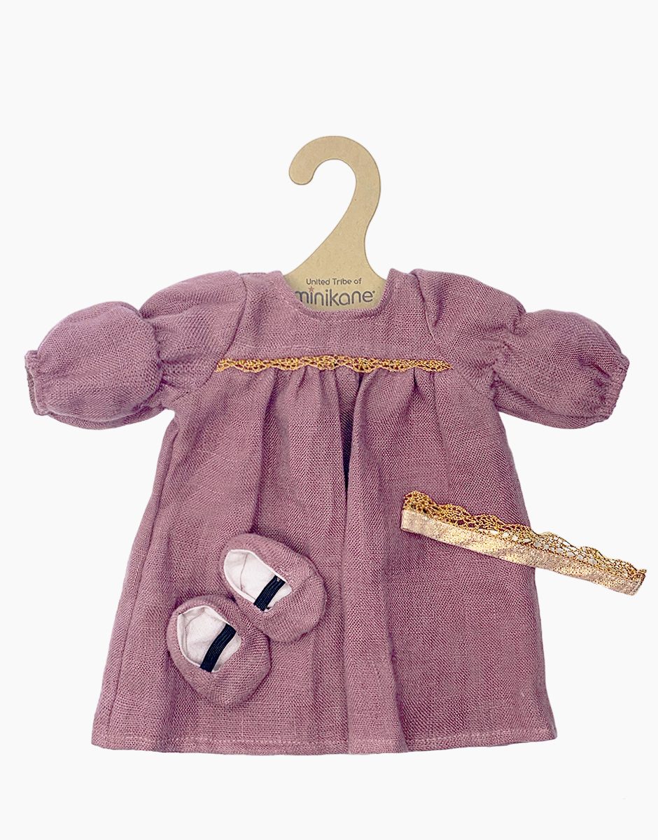 Minikane Princess Victoria Dress Set in Purple Linen