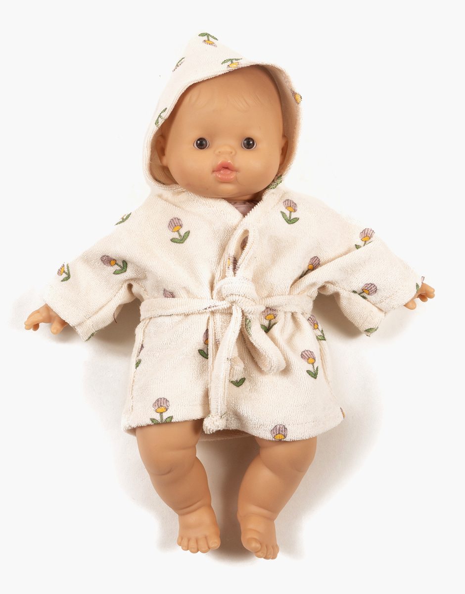Minikane Terry Cloth Bathrobe in Soft Flowers