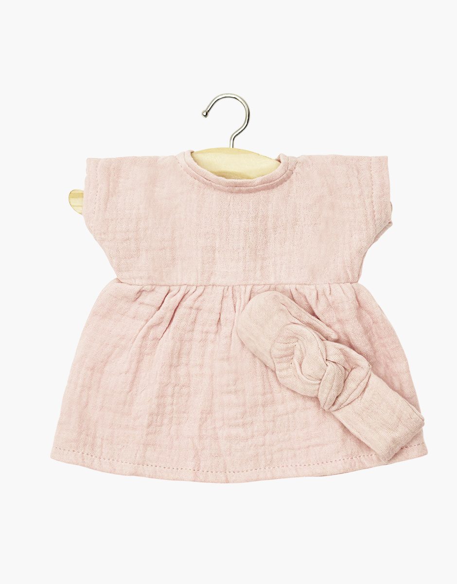 Minikane Faustine Dress and Headband in Petal Cotton Gauze
