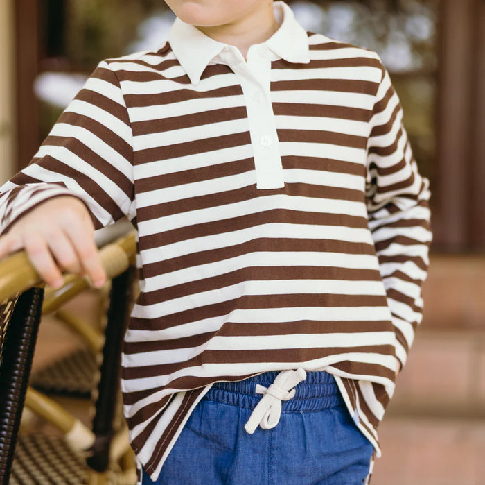 Minnow Brown Stripe Rugby Shirt in Coca
