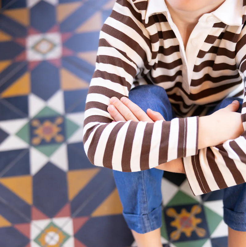 Minnow Brown Stripe Rugby Shirt in Coca