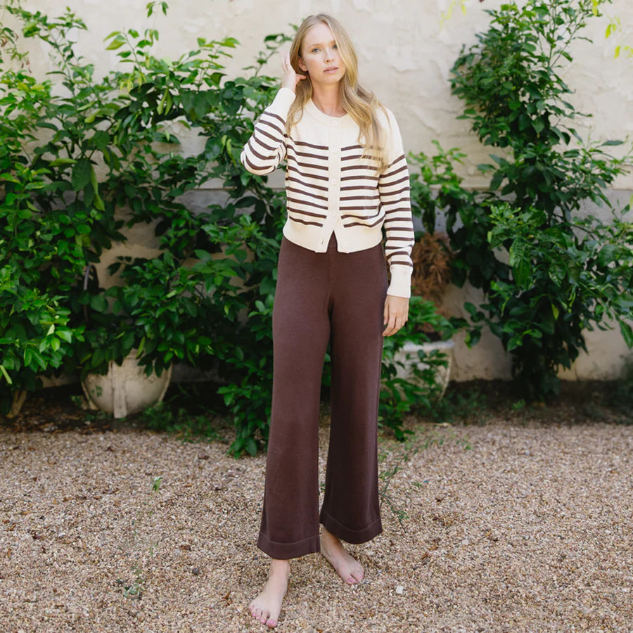 Minnow Women's Wide Leg Knit Pant In Brown