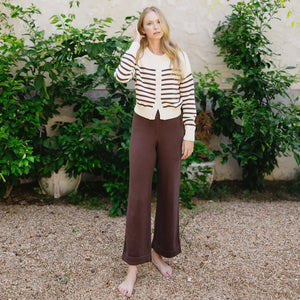Minnow Women's Wide Leg Knit Pant In Brown