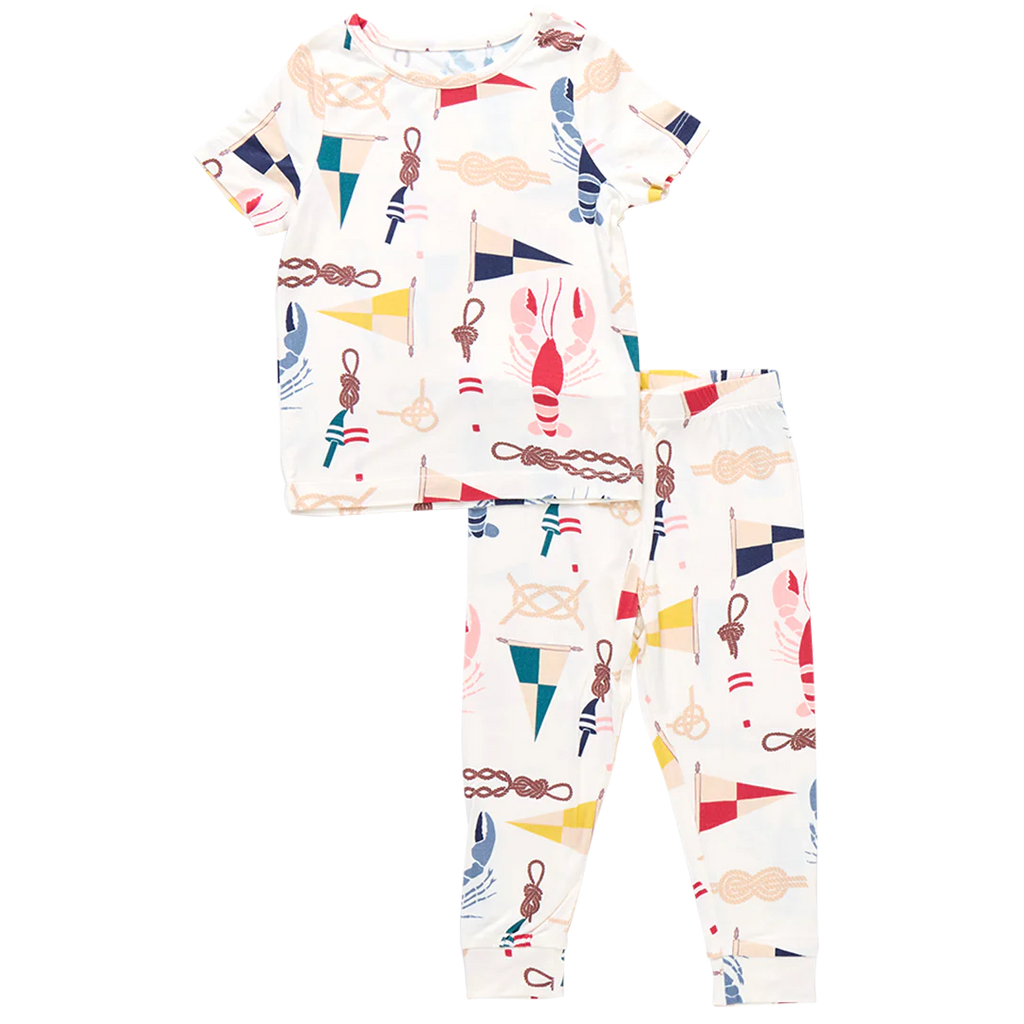 Pink Chicken Bamboo Pajama Set in Nautical Notions
