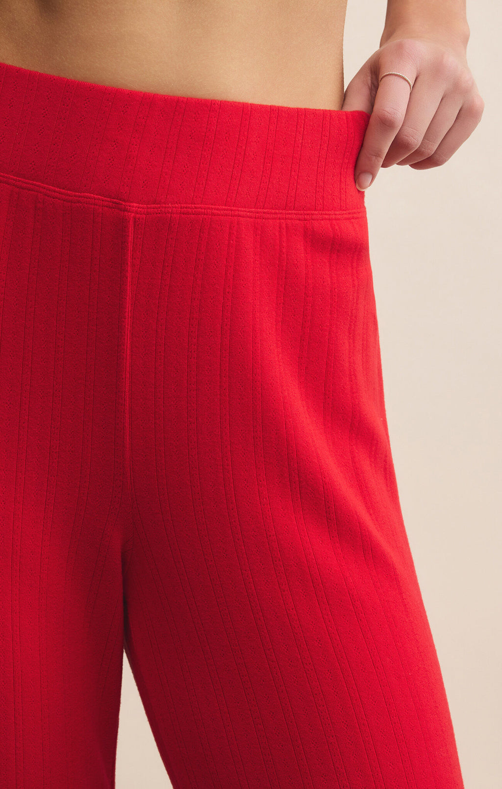 Z Supply Luxe Pointelle Pant in Festive Red