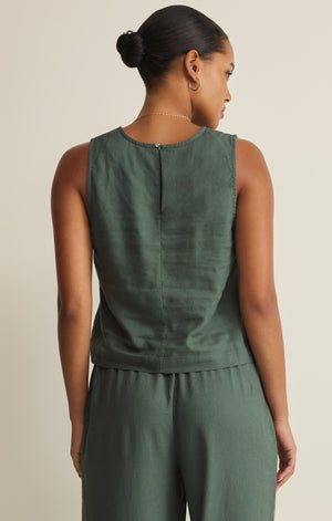 Z Supply Sloane Linen Tank in Everglade