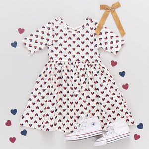 Pink Chicken Organic Steph Dress in Mini Half Hearts