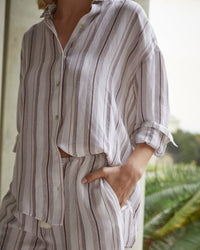 Bella Dahl Oversized Shirt in Rosewood Stripe