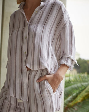 Bella Dahl Oversized Shirt in Rosewood Stripe