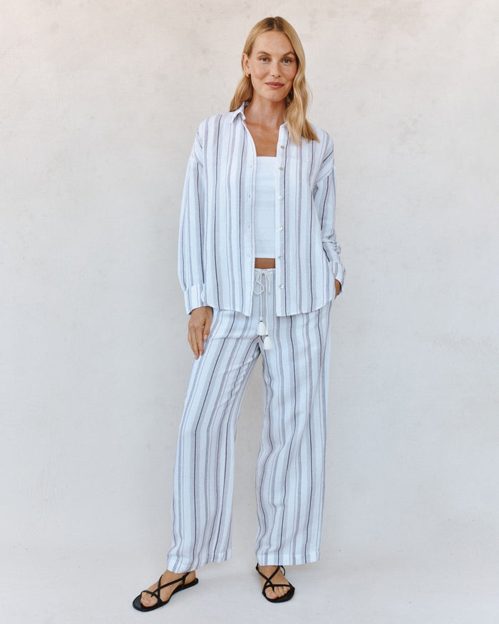 Bella Dahl Oversized Shirt in Rosewood Stripe