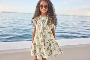 Pink Chicken Harper Dress in Palm Trees