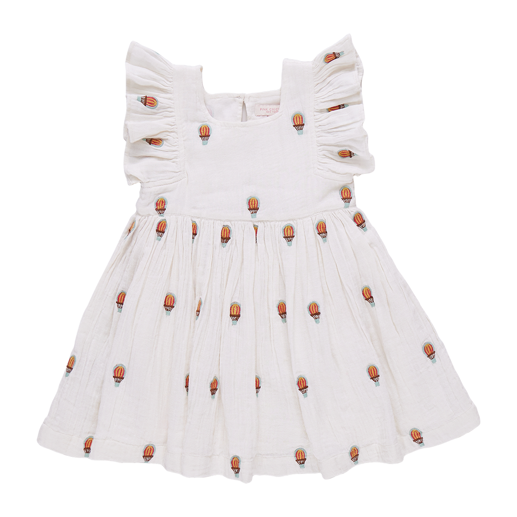 Pink Chicken Elsie Dress in Hot Air Balloons