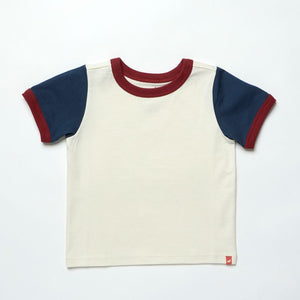 Coop Kids By Pink Chicken Adventure Ringer Tee in White & Navy