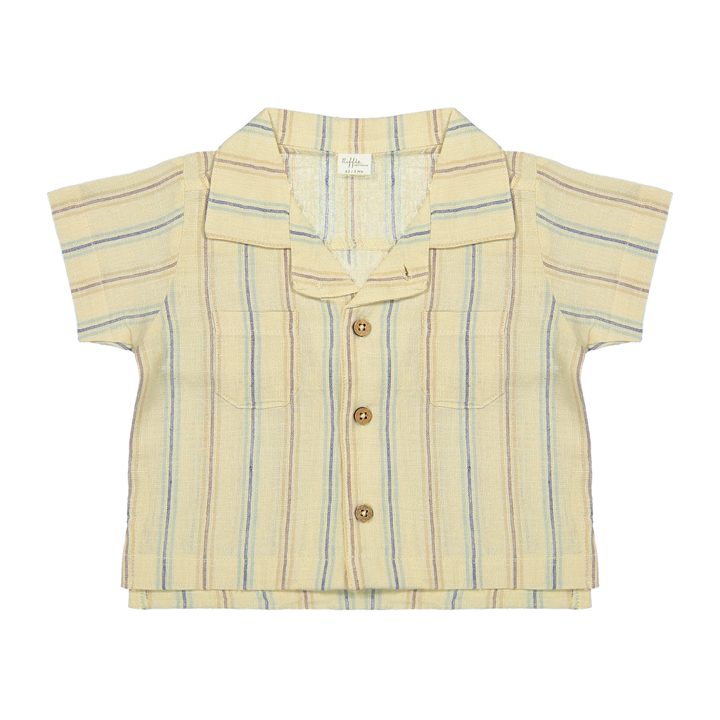 Riffle Amsterdam Cody Shirt in Linen Stripe