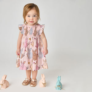 Pink Chicken Baby Stevie Dress Set in Vintage Bunnies