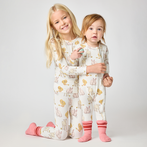 Pink Chicken Bamboo Pajama Set in Easter Friends