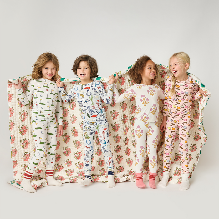 Pink Chicken Bamboo Pajama Set in Lavender Dandelion