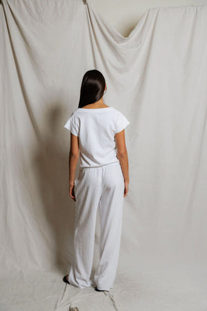 perfectwhitetee Pearl Japanese Jersey V-neck Tee in White