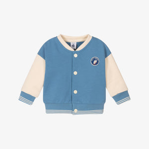 Petit Bateau Baby College Jacket in Blue/Cream