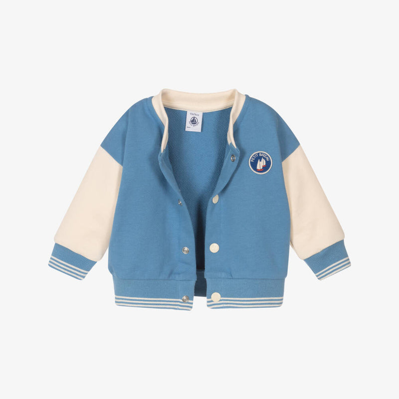 Petit Bateau Baby College Jacket in Blue/Cream