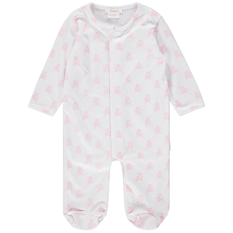 Pimalu Snap Footie in Light Pink Teddy Bears