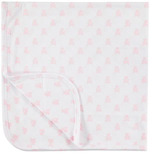 Pimalu Receiving Blanket in Light Pink Teddy Bears